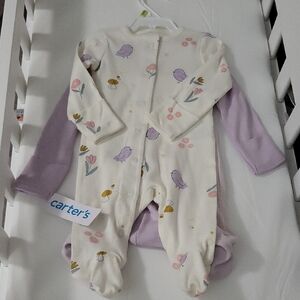 Carter's Cream and Lavender Kids Footie